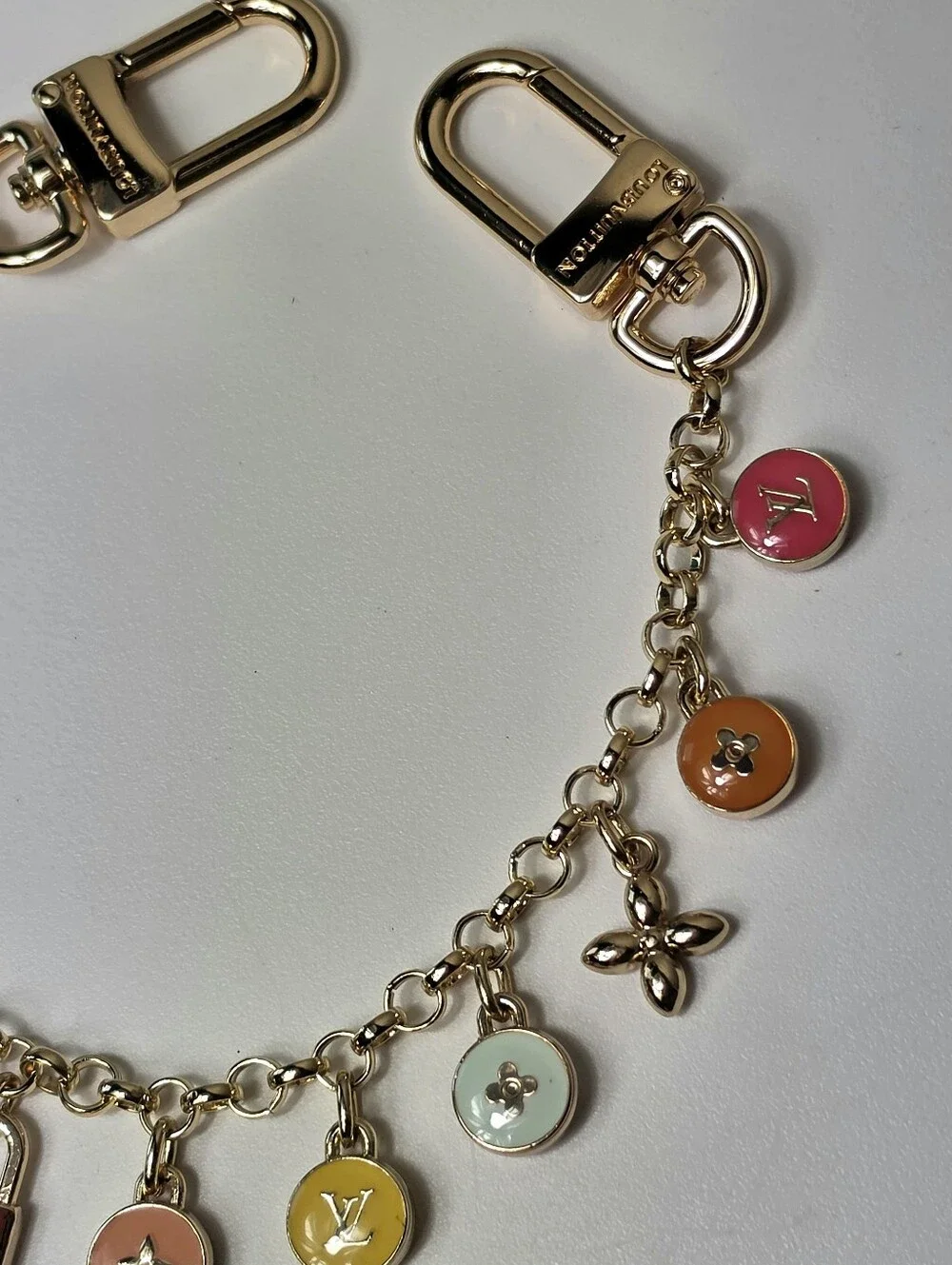 Louis Vuitton Women Gold Tone Multicolor Logo Chain Bag Charm